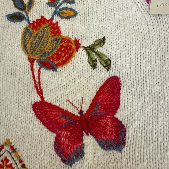 Johhny Was The V-Neck Whipstitch Pullover floral 100% cotton size XL NWT - Picture 7 of 11